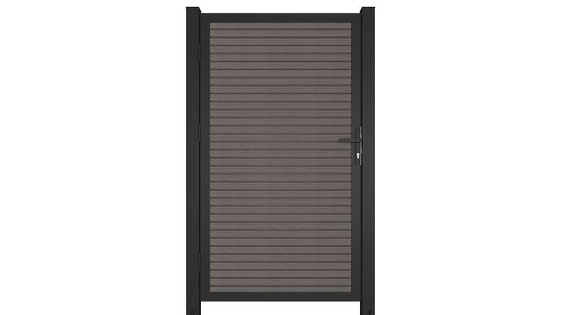 planeo LINEA - WPC CoEx Rhombus Universaltor Dunkelgrau mit Anthrazit Alurahmen 100 x 180 cm