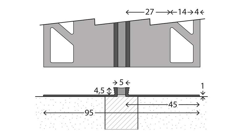 Sistema di giunti di dilatazione planeo 767 - 3000 x 95 x 4,5 mm