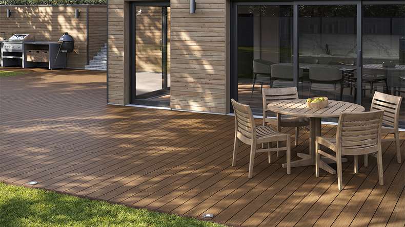 planeo AntikWood WPC-Terrasse Komplett-Set Massivdiele - Hellbraun antik gealtert
