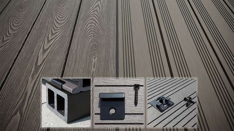 planeo SolidWood WPC-Terrasse Komplett-Set Massivdiele - Hellgrau französisch/strukturiert