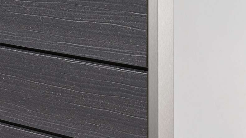 planeo Fassado - Rivestimento facciata a fasce romboidale WPC Prime grigio basalto