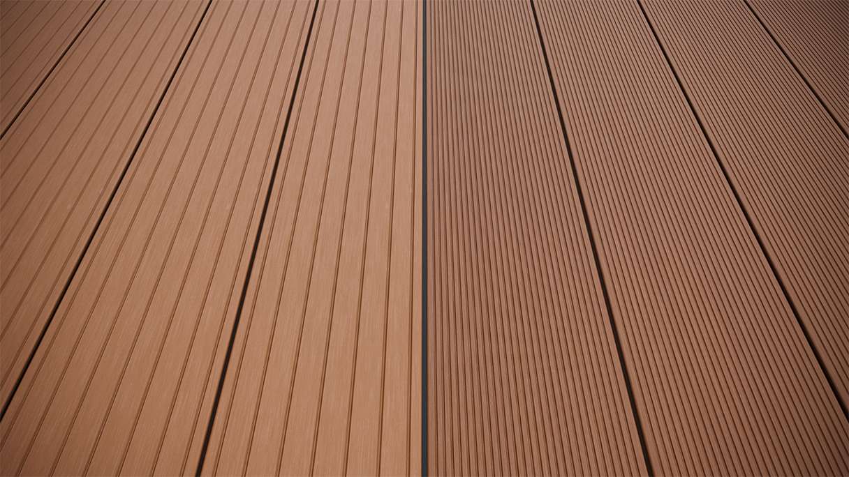 planeo LightWood WPC Lame de terrasse alvéolaire - brun clair 3m rainuré/cannelé