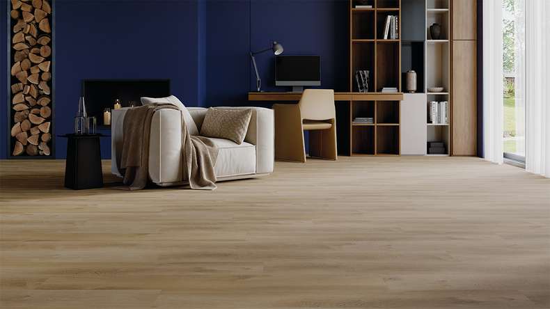 planeo Rigid Klick Vinyl - HOMEtec Basic 30 IXPE Sunlit Amber Oak | Trittschalldämmung integr. (RP-E30-5)
