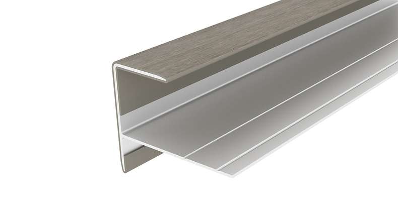 planeo LINEA - Profilo terminale in alluminio CoEx grigio chiaro 3000 x 74 x 61 mm