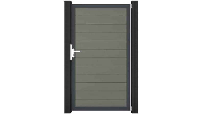 planeo Gardence Strong - Porte composite universelle 2 vantaux Gris avec cadre aluminium Anthracite 100x180x4cm