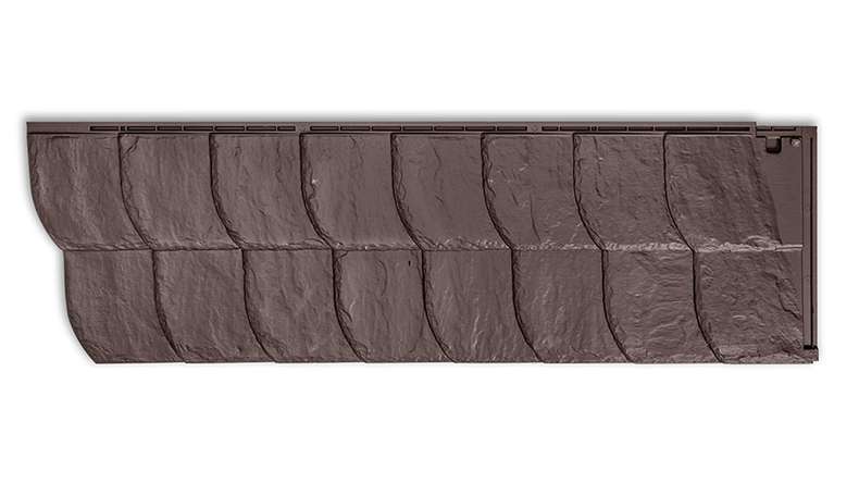 Panneau de façade Zierer aspect ardoise SS3 coupe courbe - 1154 x 359 mm brun en PRV
