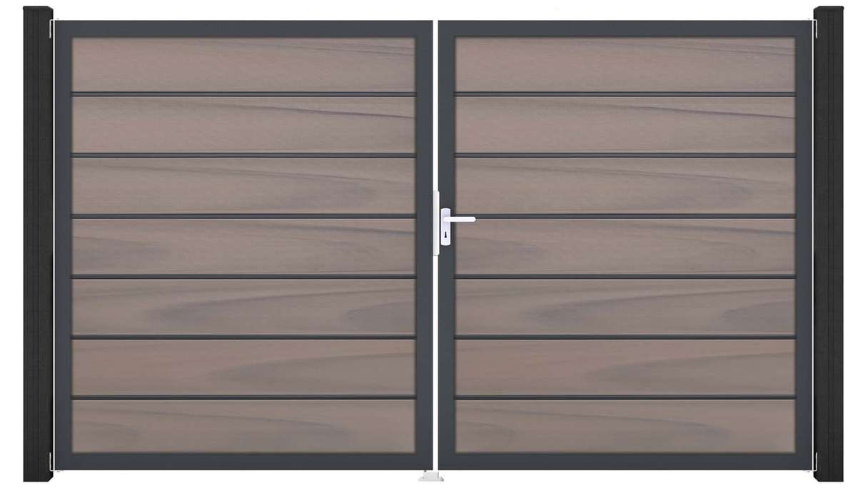 planeo Gardence Deluxe - BPC-Tor - 2-flügelig Bi-Color co-ex mit Alurahmen