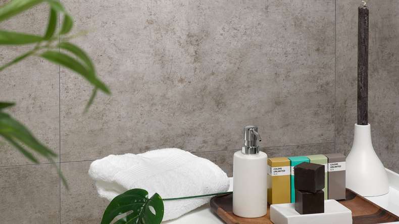 planeo StrongWall - Wandverkleidung Kunststoff Dark Cement 65 x 37,5 cm