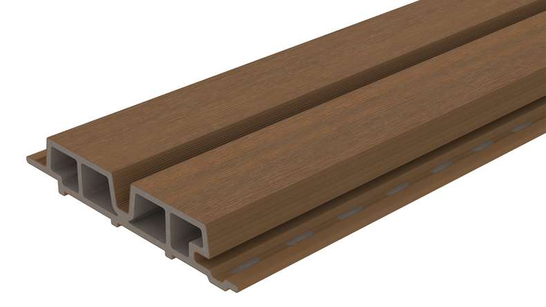 planeo LINEA Wide - Bardage de façade en WPC CoEx « Burma Teak » 2900 x 181 mm