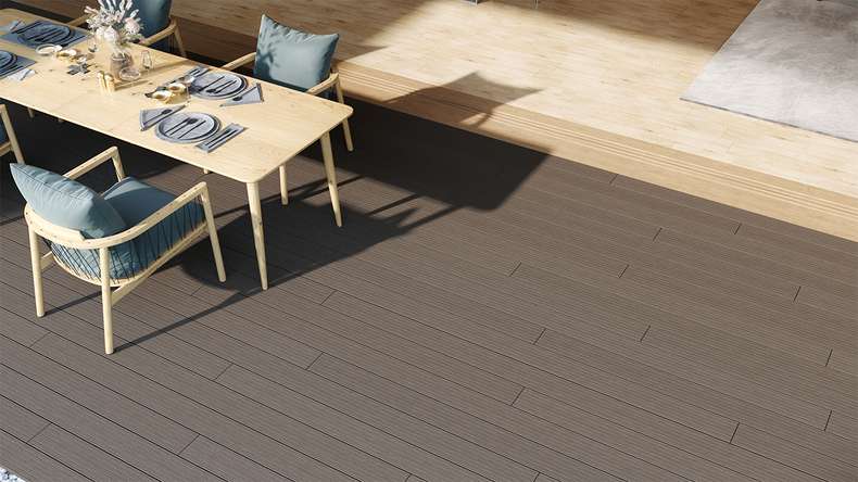 planeo LightWood WPC tavola cava - Grigio chiaro 4.8m scanalato/scanalato