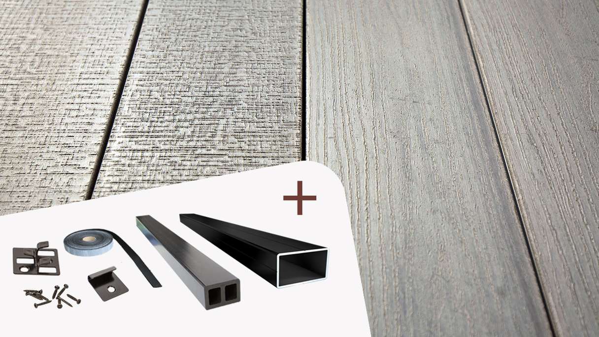 Set completo TitanWood 3m struttura in listoni di legno massiccio grigio chiaro 42,3m² incl. alluminio-UK
