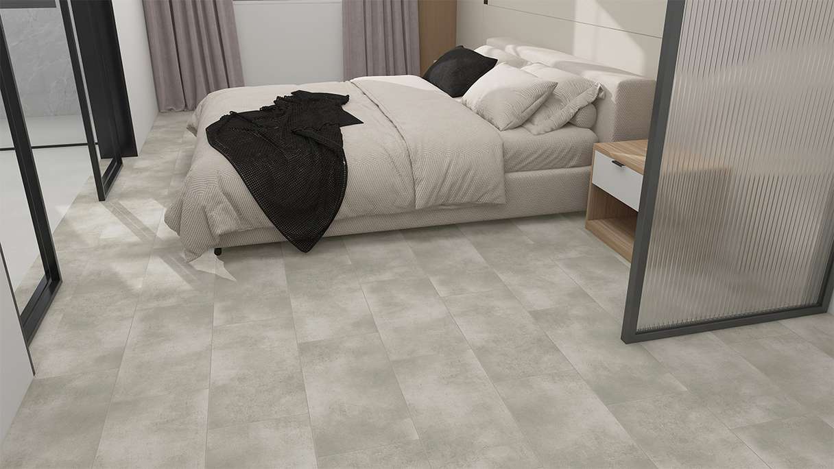 planeo Rigid Click Vinyl - STEINWERK PUCore XL Concrete Grey Light | Isolamento acustico integrato (NF-FXL-299)