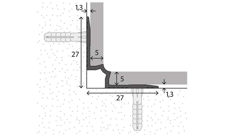 planeo Angle intérieur de nez de marche 601 - 250 cm
