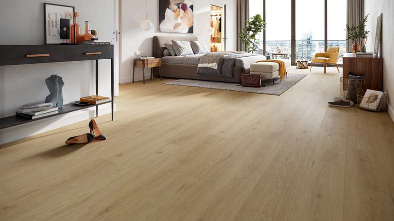 planeo Vinyle à clic rigide - HOMEtec Pro 50 IXPE Warm Sand Oak | Isolation phonique intégrée (RP-E50-5)