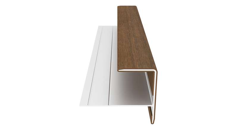planeo LINEA - Profilé d'extrémité en aluminium CoEx « Burma Teak » 3000 x 74 x 61 mm