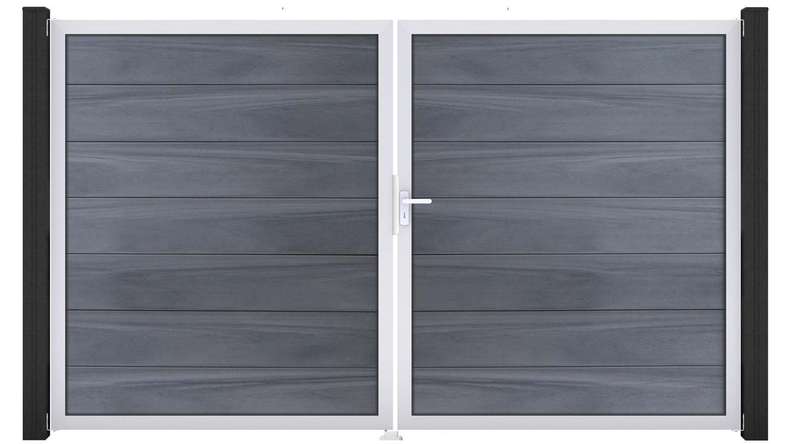 planeo Gardence Strong XL - Porta BPC - DIN Destro 2 ante in cox Grigio pietra con telaio in alluminio argento
