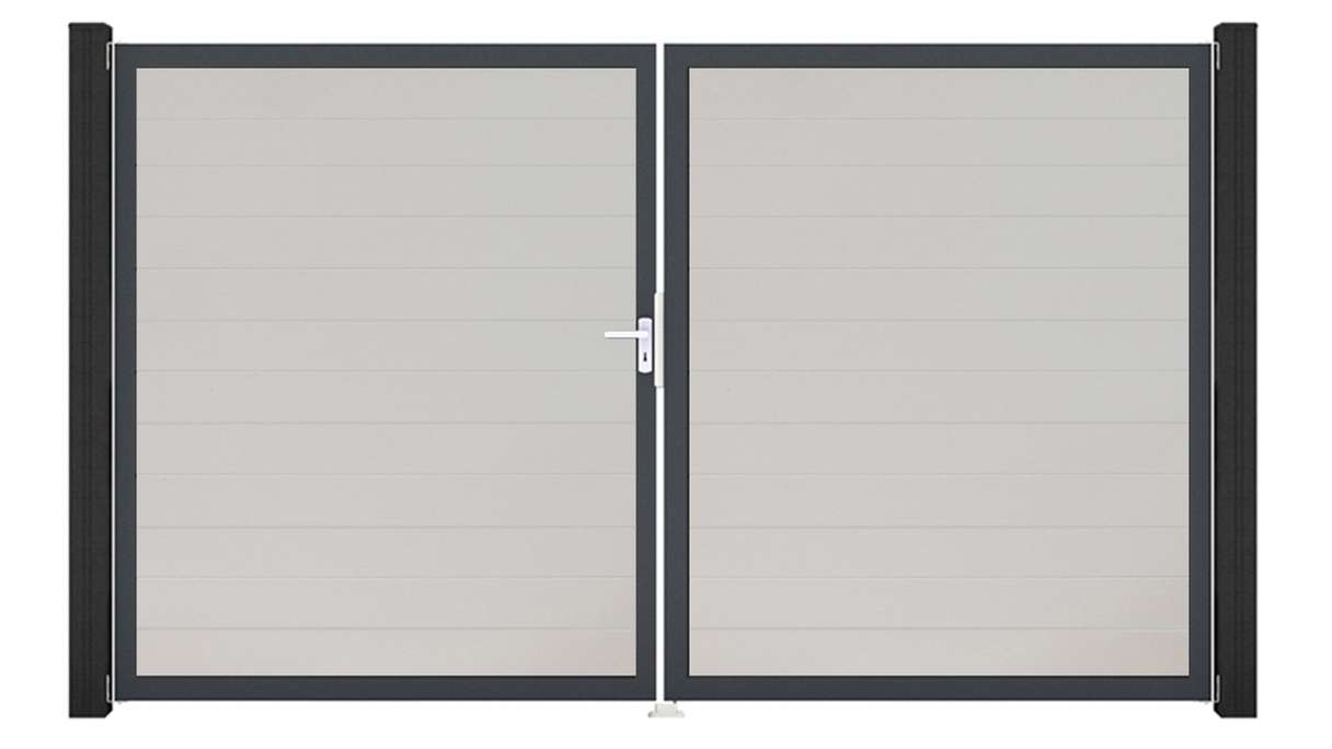 planeo Gardence Simply Small - PVC-Tor 2-flügelig Weiss mit Alurahmen 300 x 180 cm