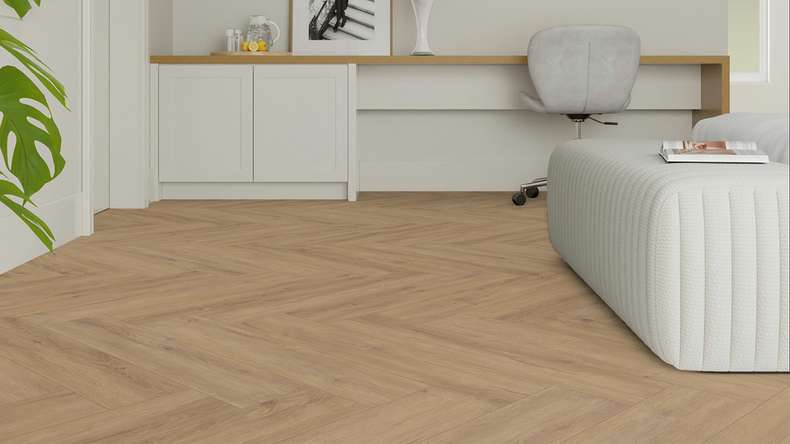 planeo vinyle à coller - Chêne Genova ultramat à chevrons | Grain synchronisé (MF-DB-1502-HB)