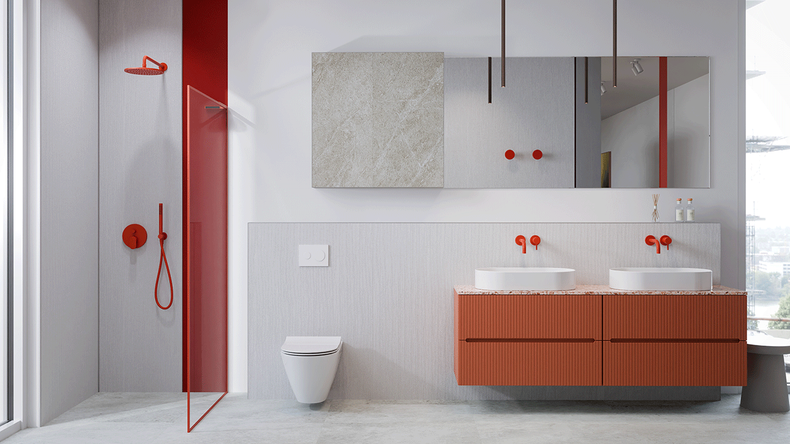 Revêtement mural planeo SPC - CeraRock Tile Stripes Concrete White XL 280 x 117,5 cm