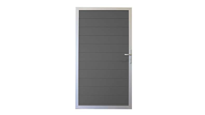 planeo Gardence Metallic - Portail universel en aluminium gris anthracite avec cadre en aluminium