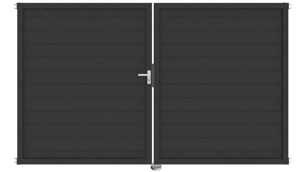 planeo Gardence Metallic - Porta in alluminio DIN Sinistro 2 ante antracite con telaio in alluminio antracite