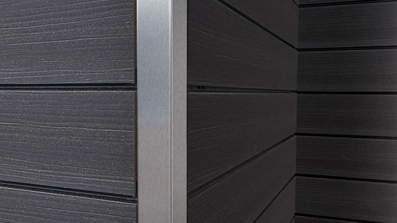planeo Fassado - Rivestimento facciata a fasce romboidale WPC Prime grigio basalto