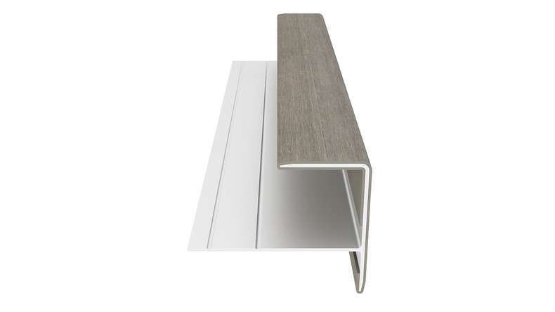 planeo LINEA - Profilo terminale in alluminio CoEx grigio chiaro 3000 x 74 x 61 mm