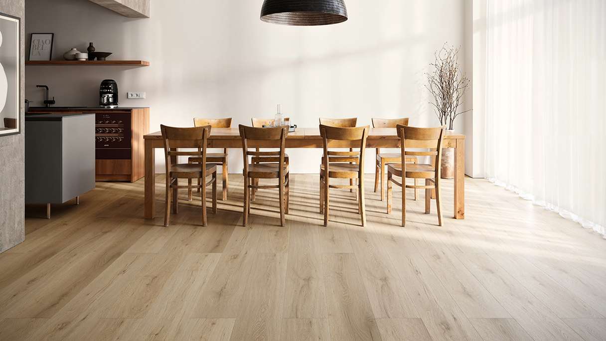 planeo Vinile rigido a incastro - SolutionX 2in1 BigSize Noble Oak, listello XL da 1,83 m | Isolamento acustico integrato (ECF-BS-88)