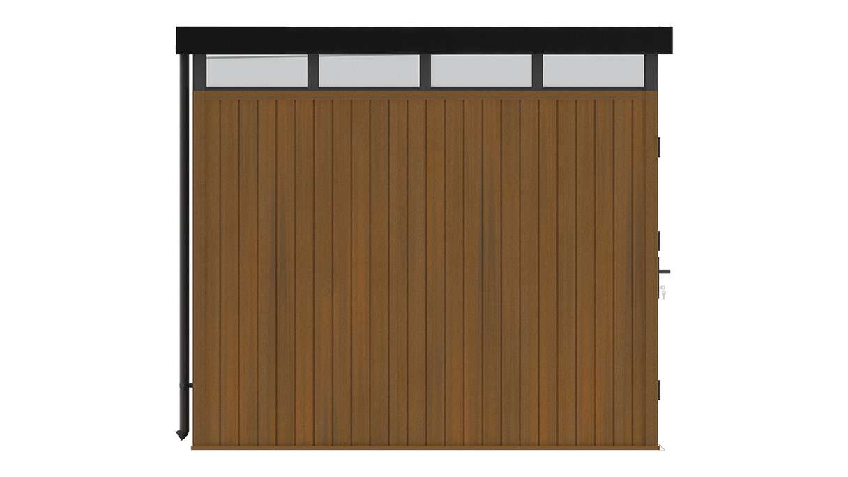 planeo WPC CoEx Flachdach Gartenhaus M - Burma Teak 250 x 250 x 226.5 cm