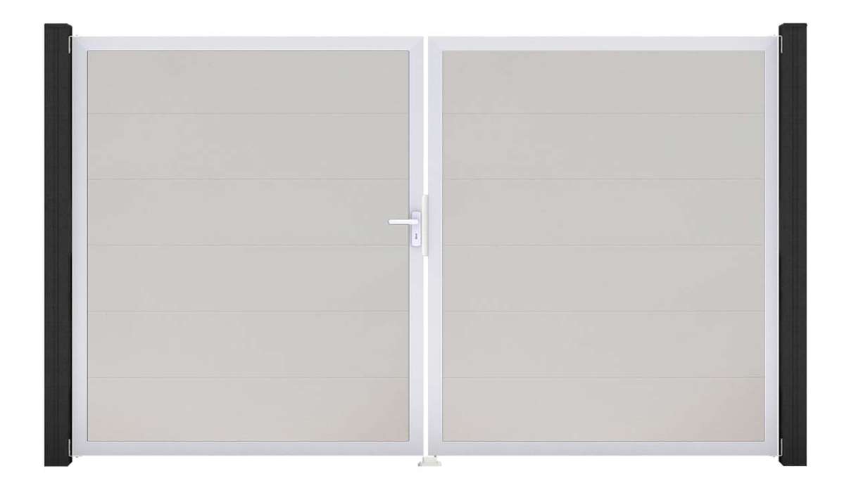 planeo Gardence Simply - PVC-Tor 2-flügelig Weiss mit Alurahmen