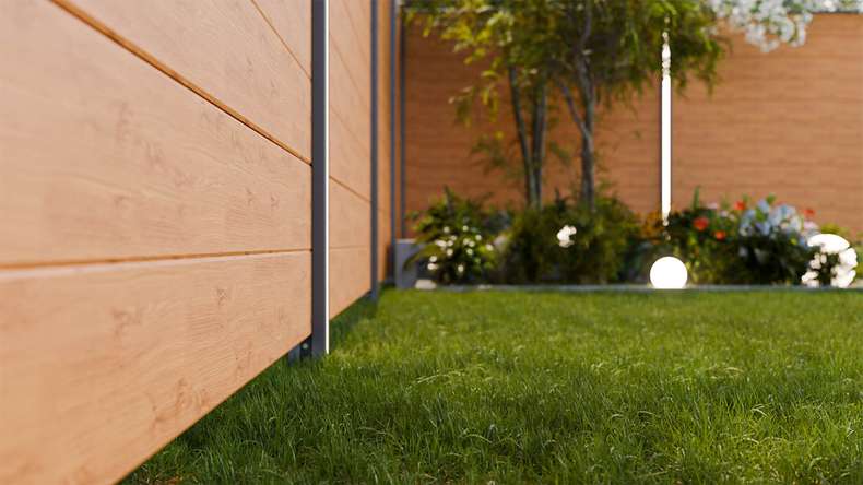 planeo Gardence Simply Small - PVC-Steckzaun Asteiche Natur 180 x 180 cm