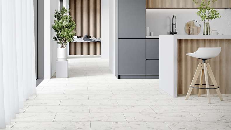 planeo Vinyle à clic rigide - Stone Carrara Marble Matt | Isolation phonique intégrée (100P2921MT)