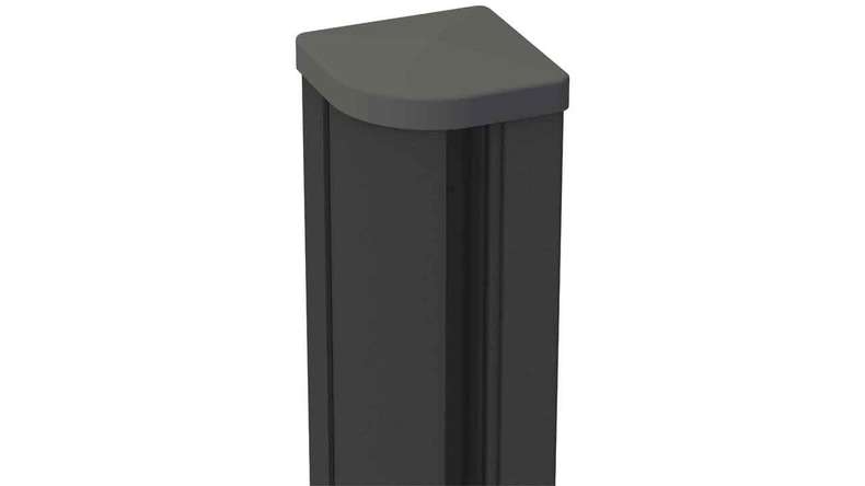 planeo Gardence Metallic - Poteau d'angle variable à sceller dans du béton Anthracite 9x9x240cm, capuchon inclus