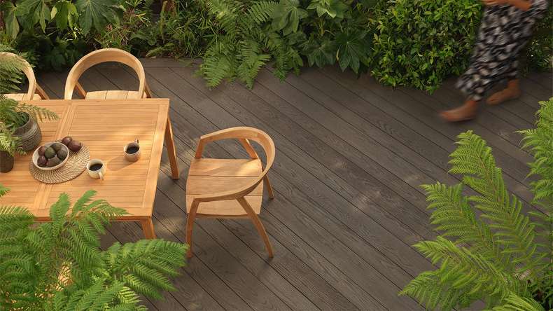 planeo Authoria PureBoard Plancher de terrasse massif - Natural Brown Oak 3.6m structuré