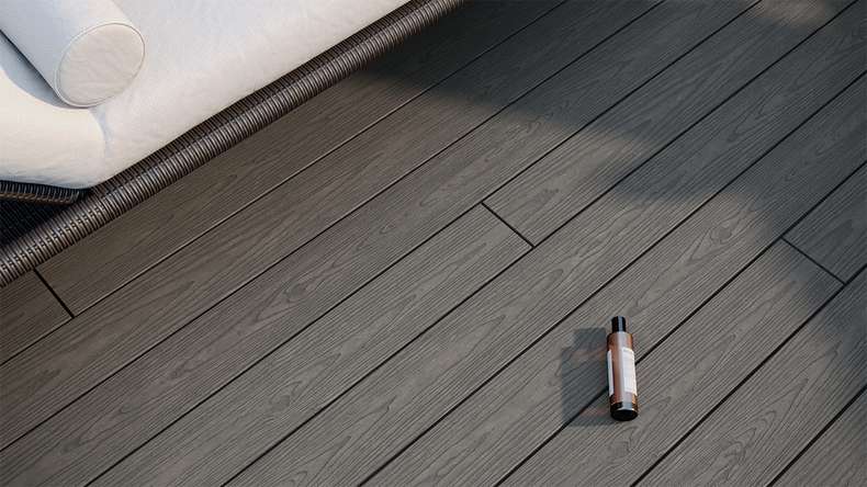 planeo CoEXWood Lame de terrasse WPC massif enrobé - gris/ciment 4.8m structuré