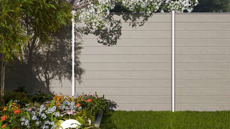 planeo Gardence Simply Small - PVC-Steckzaun Grey Ash Cut 180 x 180 cm