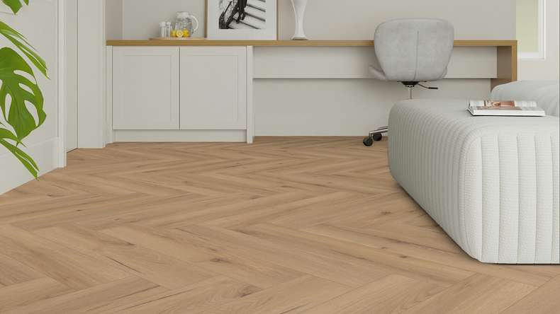 planeo Vinyle à coller - Chêne Roma ultra mat à chevrons | Grain synchronisé (MF-DB-1501-HB)