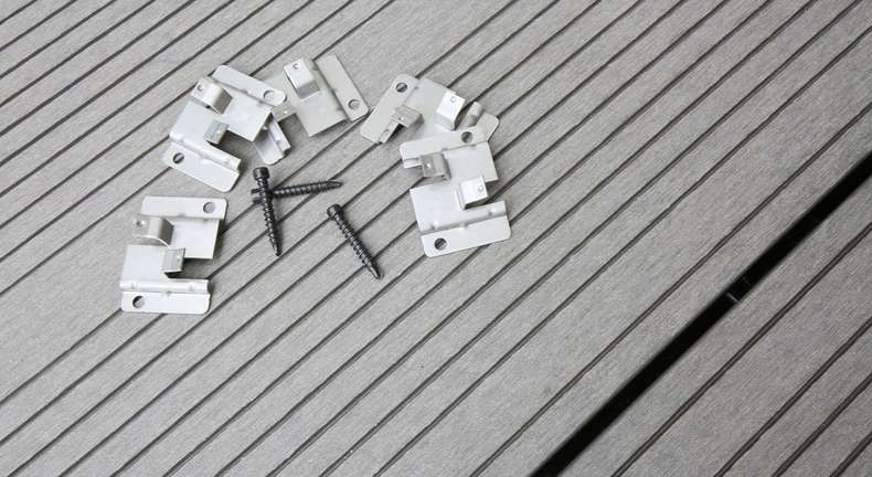 planeo clip de terrasse en acier inoxydable WPC-Profi 4mm joint - 100 pcs. incl. vis
