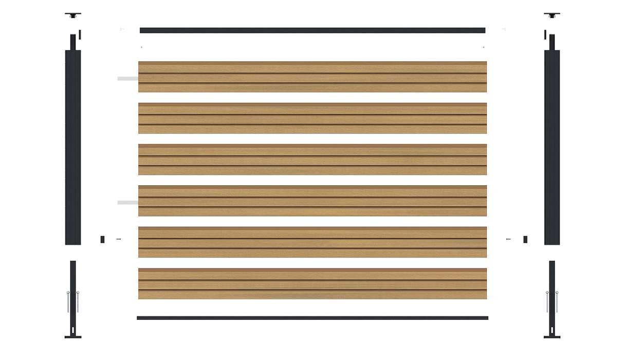 planeo LINEA - Clôture à emboîter pour jardin d'entrée en WPC CoEx Rhombus, couleur sable, 180 x 90 cm