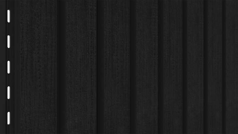 planeo LINEA Wide - Revêtement de façade en WPC CoEx, noir, 2900 x 181 mm