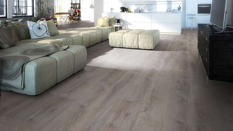 Skaben Sol PVC clipsable - ProfiKlick Chêne fumé étain | gaufrage synchrone (SP-6200197)