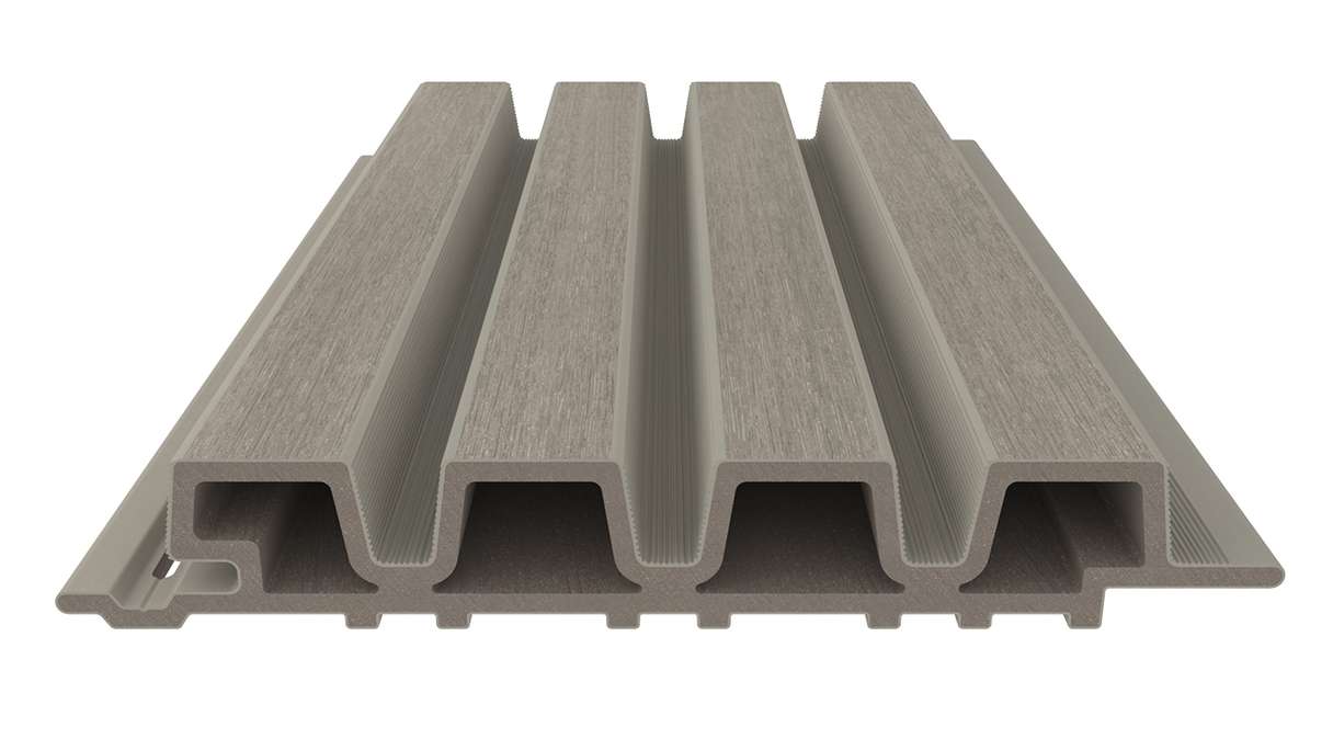 planeo LINEA Slim - Bardage de façade en WPC CoEx, gris clair, 2900 x 215 mm