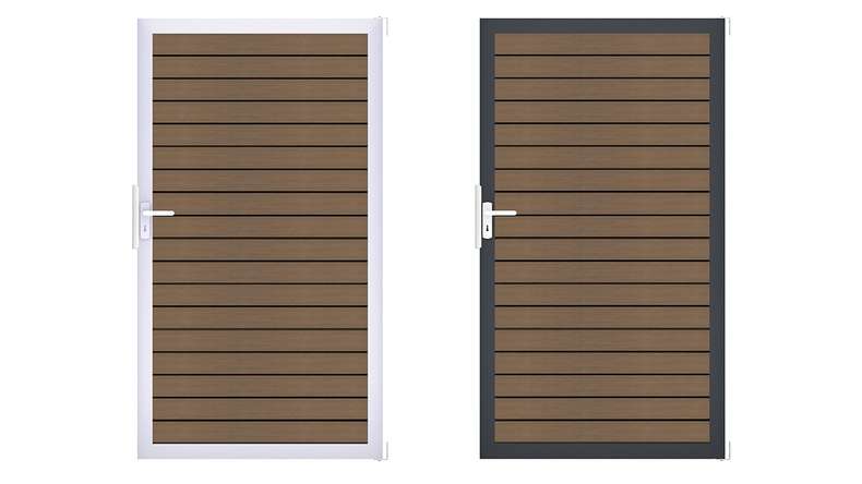 planeo Gardence Trendy - Portail universel BPC-Rhombus - Teck coextrudé avec cadre en aluminium 100 x 180 x 4 cm