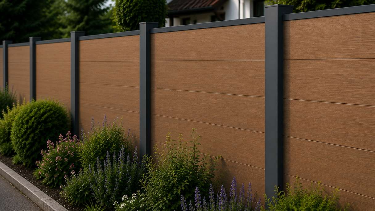 planeo INFINITY XL-Board - WPC CoEx Steckzaun Burma Teak 176 x 183 cm