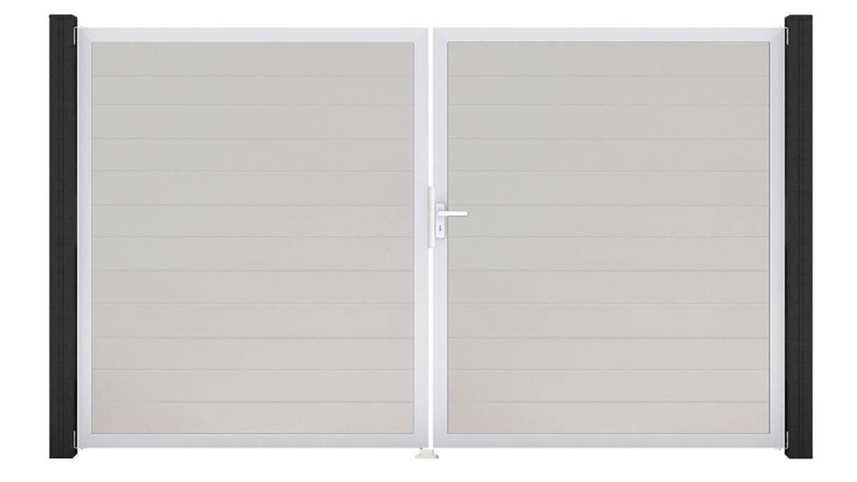 planeo Gardence Simply Small - PVC-Tor 2-flügelig Weiss mit Alurahmen 300 x 180 cm