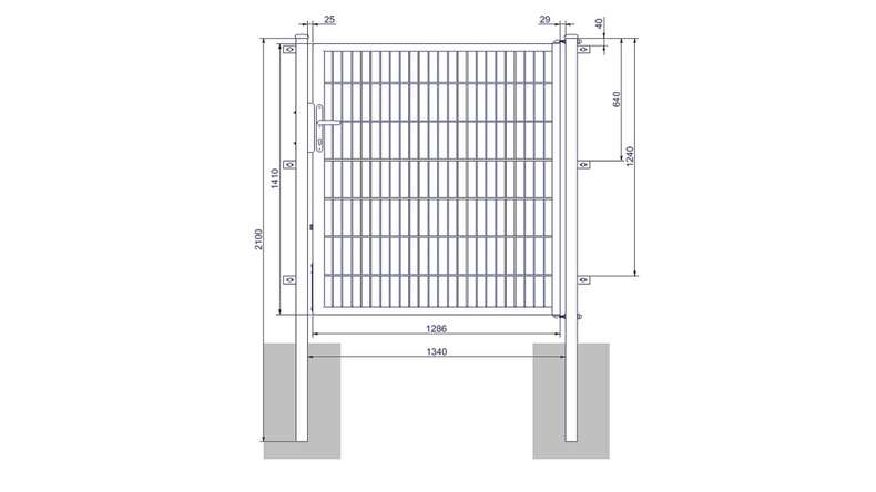 planeo Universaltor medium 1-flg. Feuerverzinkt H 1400 x B 1340 mm inkl. Torpfosten