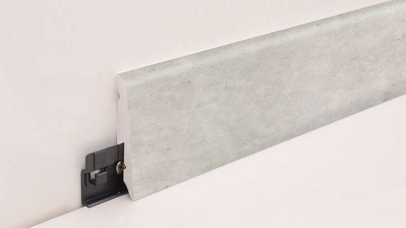 planeo Plinthe SolutionX 2en1 - 2400 x 14 x 58 mm Gris béton clair (SL0099)