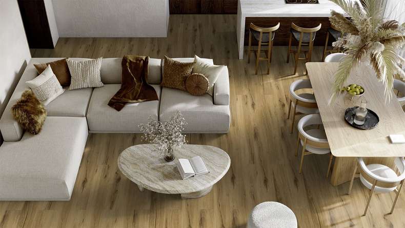 Vinyle à clic Gerflor - Senso Premium Rigid Acoustic Bambi fauve | Isolation phonique intégrée (40441629)