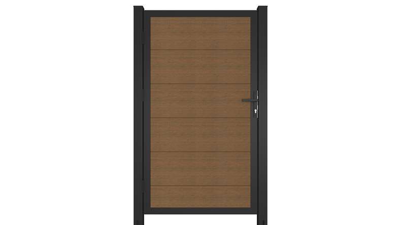 planeo INFINITY XL-Board - WPC CoEx Universaltor Burma Teak mit Anthrazit Alurahmen 100 x 180 cm