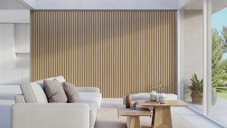 Pannelli acustici Skaben SilentWall Pro - rovere marrone chiaro - 250 x 60 cm